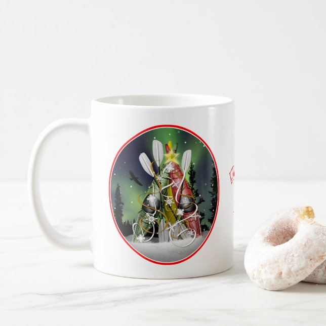 Der Weihnachtsbaum von Kayak Aurora Borealis Kaffeetasse (Mit Donut)