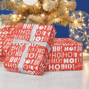 Der Weihnachtsfest! HO! HO! Gruß in Orange Red Geschenkpapier