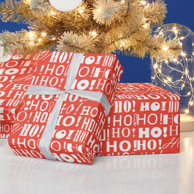 Der Weihnachtsfest! HO! HO! Gruß in Orange Red Geschenkpapier (Feiertage)