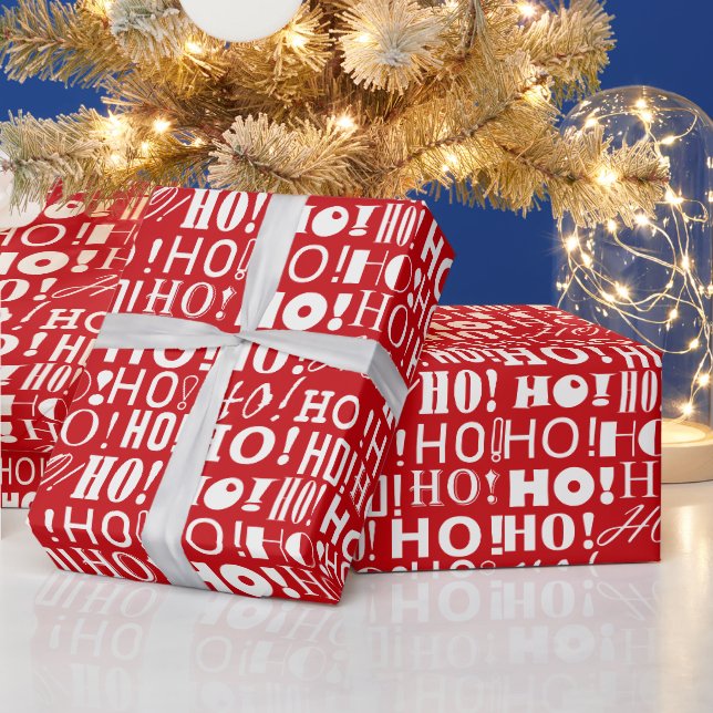 Der Weihnachtsfest! HO! HO! Gruß, Venezianisch Rot Geschenkpapier (Feiertage)