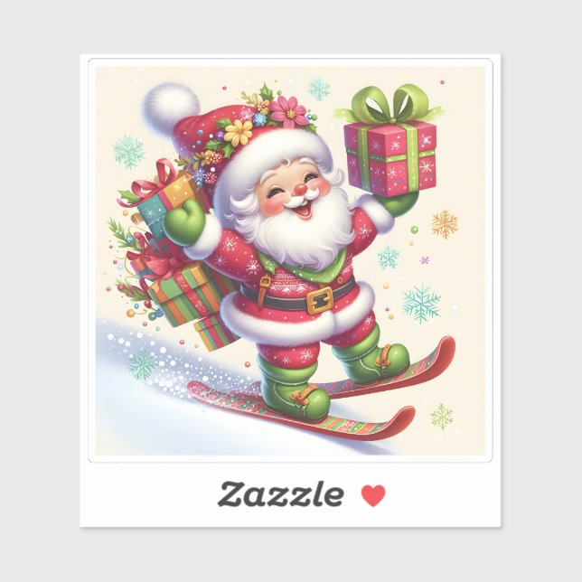 Der Weihnachtslauf mit farbenfrohen Geschenken Aufkleber (Blatt)