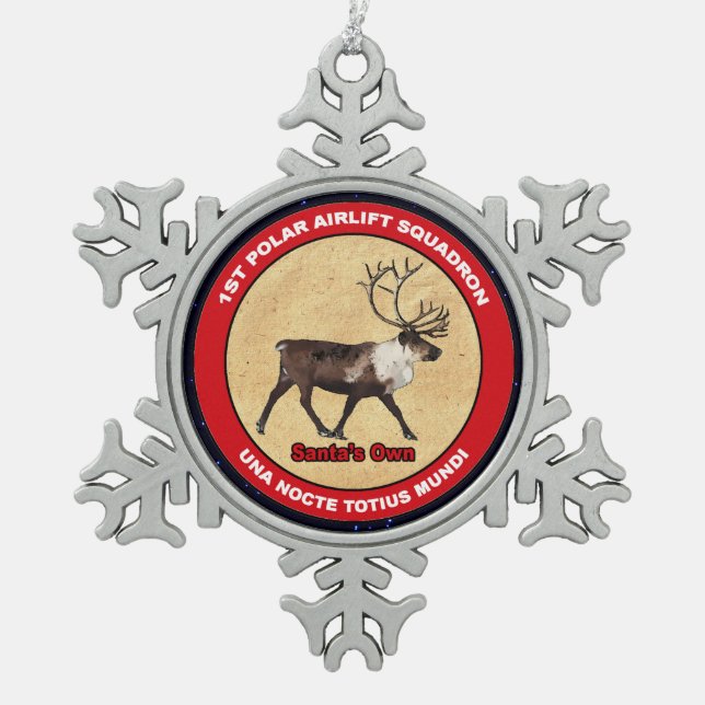 Der Weihnachtsmann - 1. Polar Airlift-Squadron Schneeflocken Zinn-Ornament (Vorderseite)