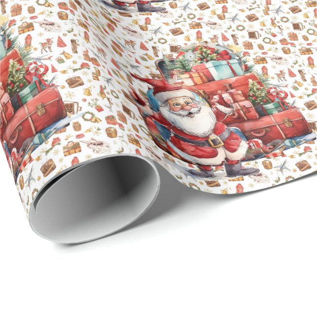 Der Weihnachtsmann am Flughafen Geschenkpapier (Rolleneckpunkt)