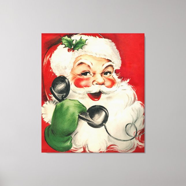 Der Weihnachtsmann am Telefon Leinwanddruck (Vorderseite)