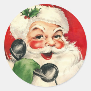 Der Weihnachtsmann am Telefon Runder Aufkleber