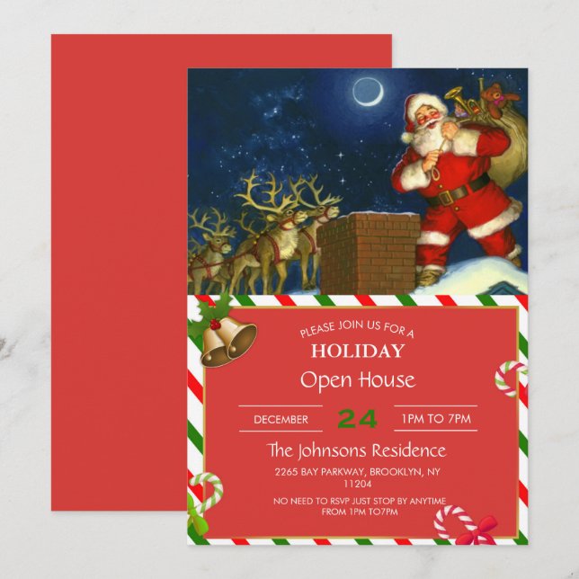 Der Weihnachtsmann auf dem Dach Einladung (Vorne/Hinten)