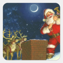 Der Weihnachtsmann auf dem Dach Quadratischer Aufkleber