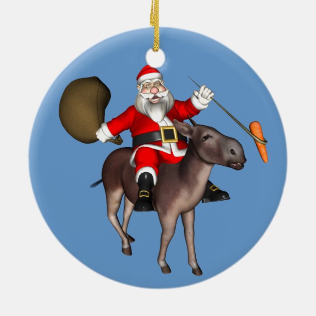 Der Weihnachtsmann auf dem Donkey Keramik Ornament (Hinten)
