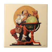 Der Weihnachtsmann auf dem Globus