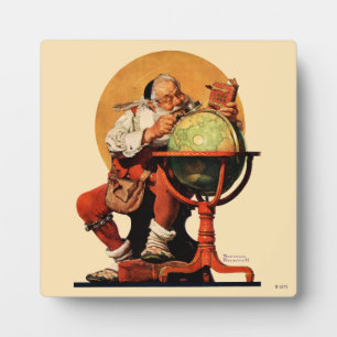 Der Weihnachtsmann auf dem Globus Fotoplatte