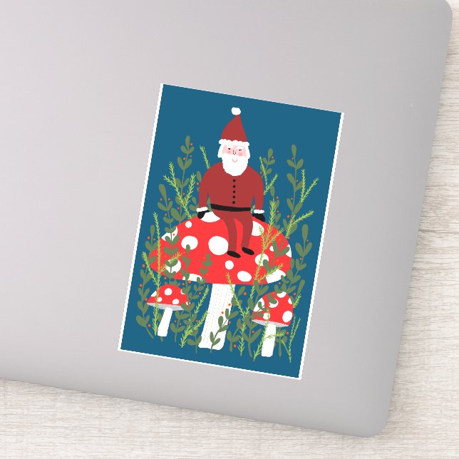 Der Weihnachtsmann auf dem Magischen Pilz CUSTOM Aufkleber (Detail)