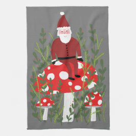 Der Weihnachtsmann auf dem Magischen Pilz Geschirrtuch