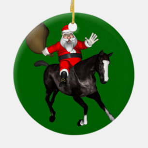 Der Weihnachtsmann auf dem Reiten Keramik Ornament