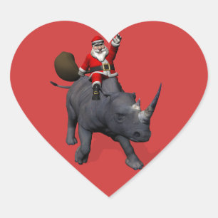 Der Weihnachtsmann auf dem Rhinoceros Herz-Aufkleber