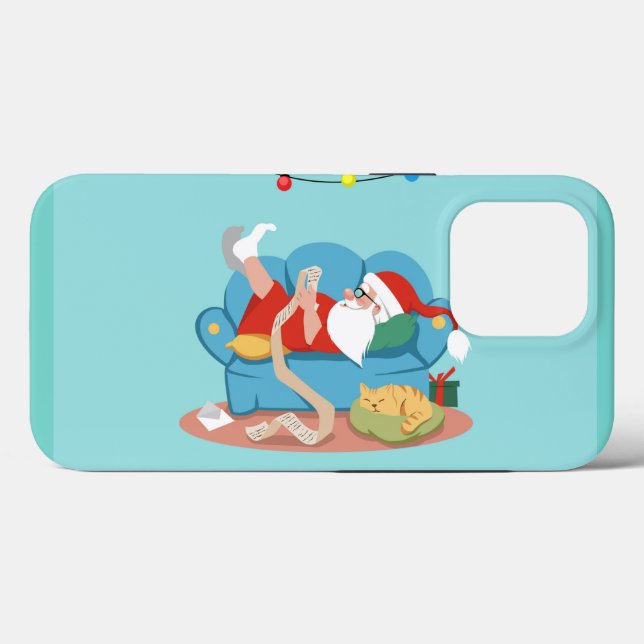 Der Weihnachtsmann auf dem Sofa im Schlafanzug Case-Mate iPhone Hülle (Rückseite (Horizontal))