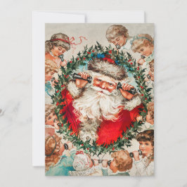 Der Weihnachtsmann auf den Seilhörern, der Kindern Feiertagskarte