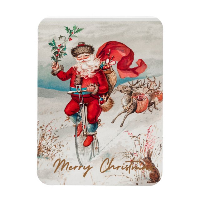 Der Weihnachtsmann auf einem Pfennig, der mit Rent Magnet (Vertikal)