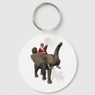 Der Weihnachtsmann auf Elefant reiten Schlüsselanhänger