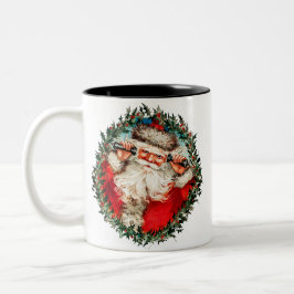 Der Weihnachtsmann auf Seilhandys Zweifarbige Tasse