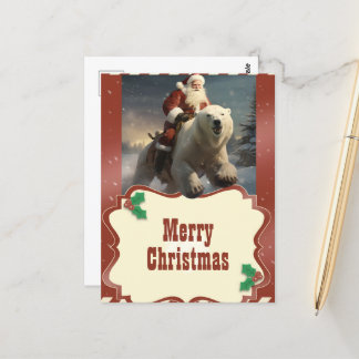Der Weihnachtsmann beim Bärenfahren Postkarte