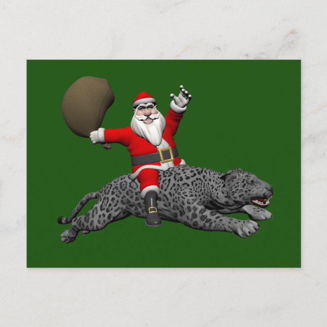 Der Weihnachtsmann beim Reiten Feiertagspostkarte (Vorderseite)