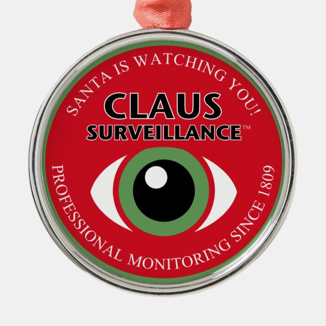 Der Weihnachtsmann beobachtet dich Silbernes Ornament (Vorne)