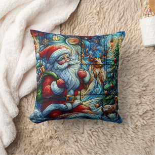 Der Weihnachtsmann bietet Freude an einer schneebe Kissen