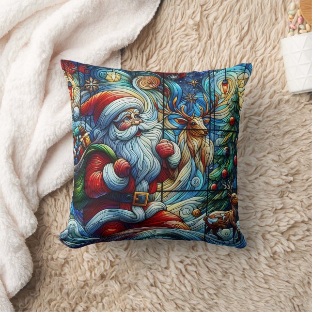Der Weihnachtsmann bietet Freude an einer schneebe Kissen (Decke)