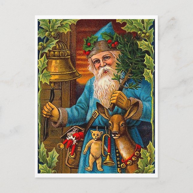 Der Weihnachtsmann bringt zu Weihnachten Spielzeug Postkarte (Vorderseite)