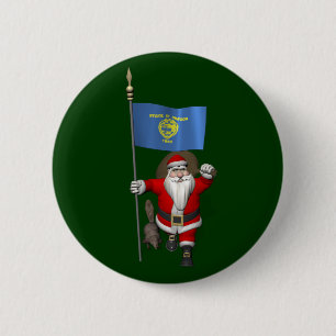 Der Weihnachtsmann, der den Staat Biber besucht Button