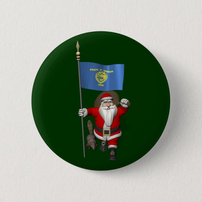 Der Weihnachtsmann, der den Staat Biber besucht Button (Vorderseite)