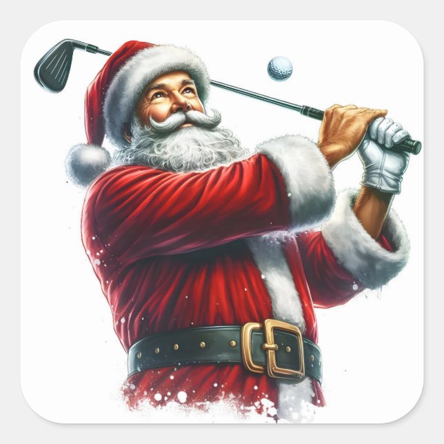 Der Weihnachtsmann, der in einer schneebedeckten L Quadratischer Aufkleber (Vorderseite)