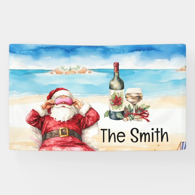 Der Weihnachtsmann entspannt sich am weihnachtlich Banner (Horizontal)