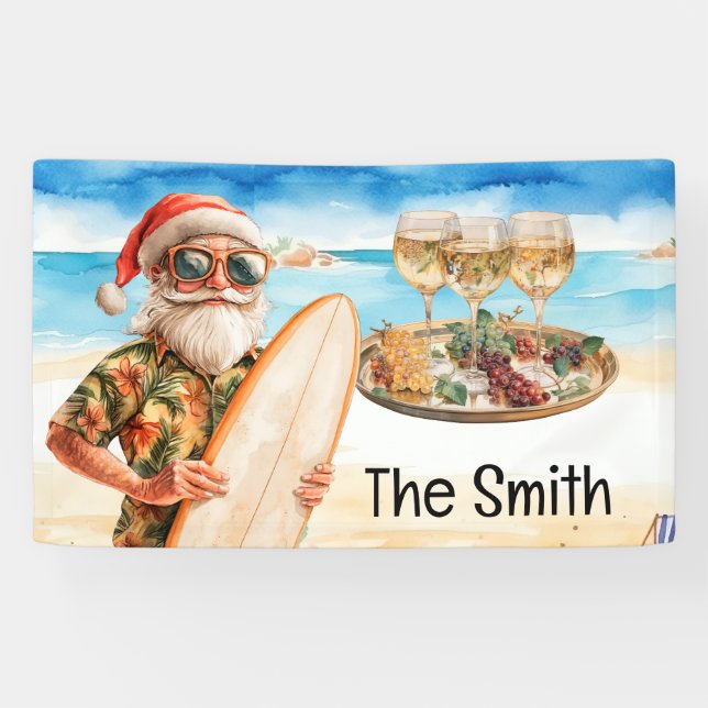 Der Weihnachtsmann entspannt sich am weihnachtlich Banner (Horizontal)
