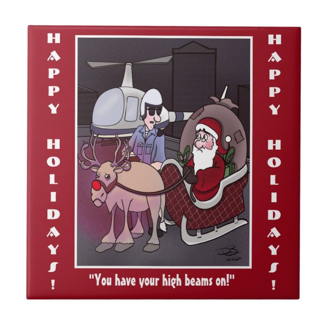 Der Weihnachtsmann erhält eine Keramik Fliese (Vorderseite)