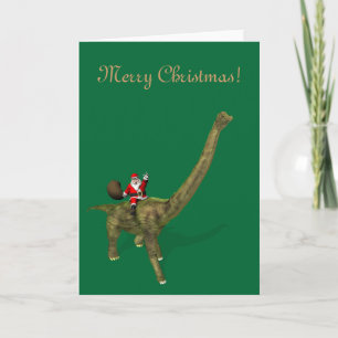 Der Weihnachtsmann fährt auf Brachiosaurus Feiertagskarte