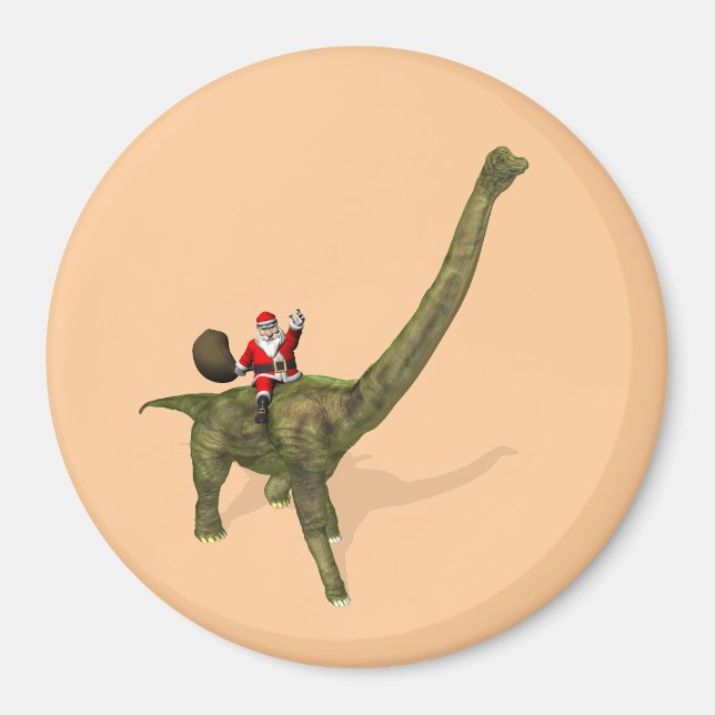 Der Weihnachtsmann fährt auf Brachiosaurus Magnet (Vorne)