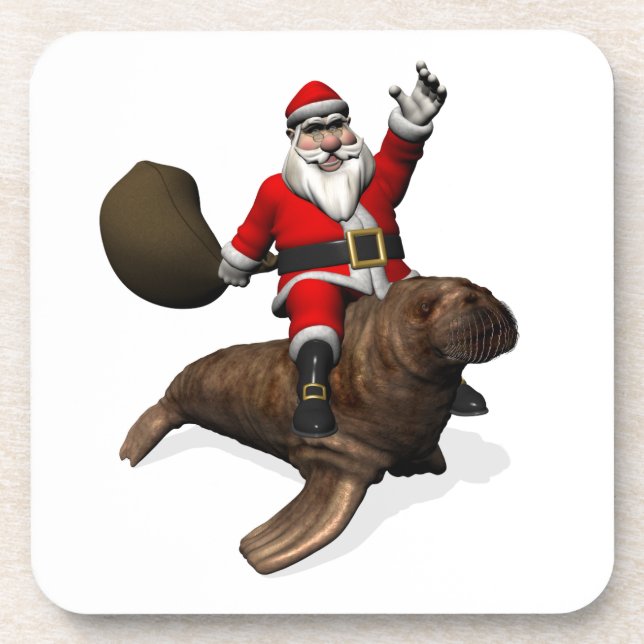 Der Weihnachtsmann fährt auf Walrus Untersetzer (Vorderseite)