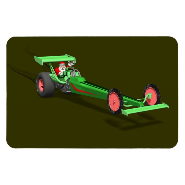 Der Weihnachtsmann fährt einen Dragster Magnet (Horizontal)