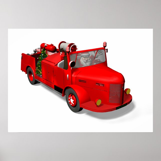 Der Weihnachtsmann fährt einen Feuerzug Poster (Vorne)