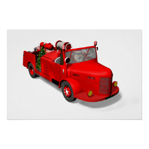 Der Weihnachtsmann fährt einen Feuerzug Poster