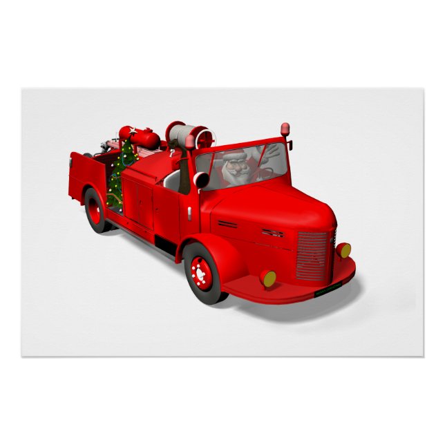 Der Weihnachtsmann fährt einen Feuerzug Poster (Vorderseite)
