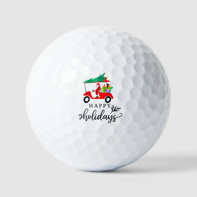 Der Weihnachtsmann fährt mit dem Golfwagen mit Wei Golfball (Vorderseite)