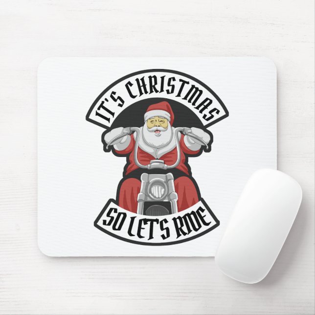 Der Weihnachtsmann fährt Motorrad Mousepad (Mit Mouse)