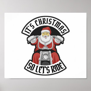 Der Weihnachtsmann fährt Motorrad Poster