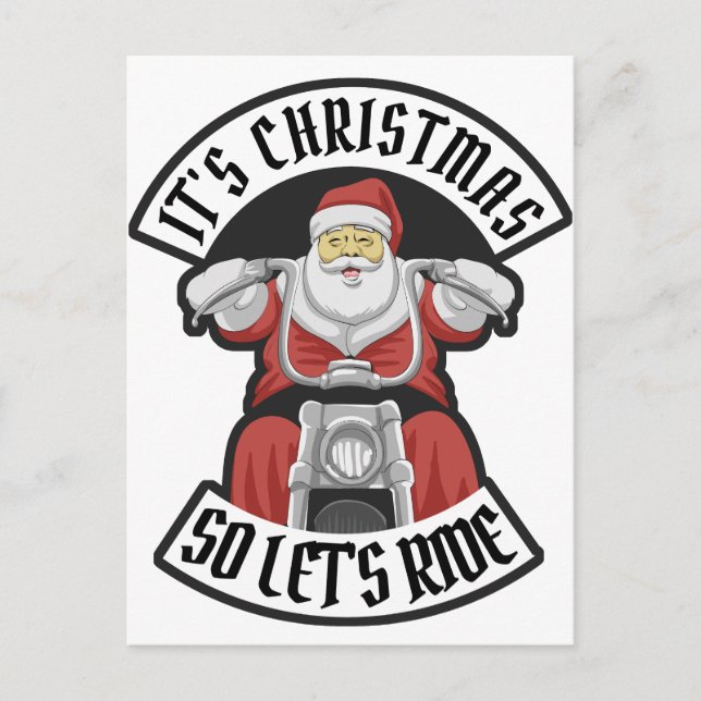 Der Weihnachtsmann fährt Motorrad Postkarte (Vorderseite)
