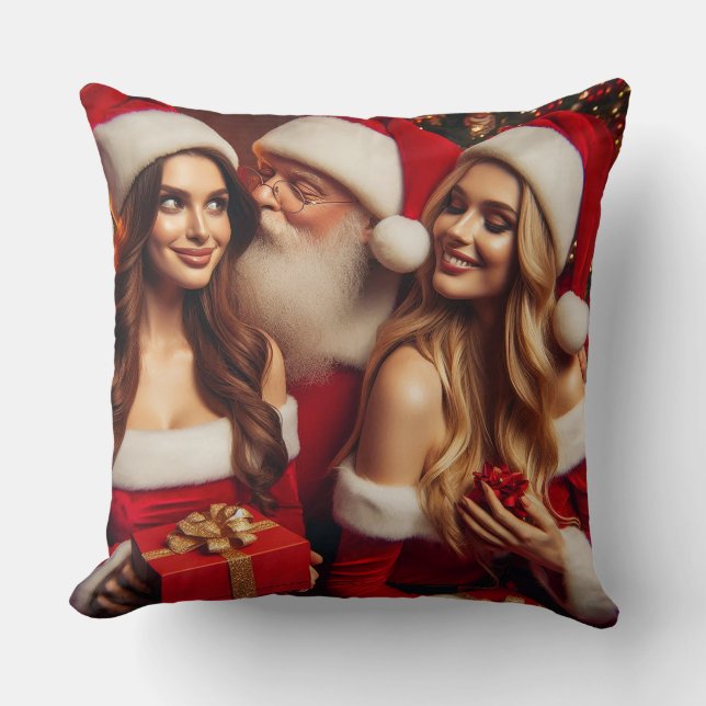 Der Weihnachtsmann feiert Weihnachten.. zweimal! Kissen (Vorderseite)