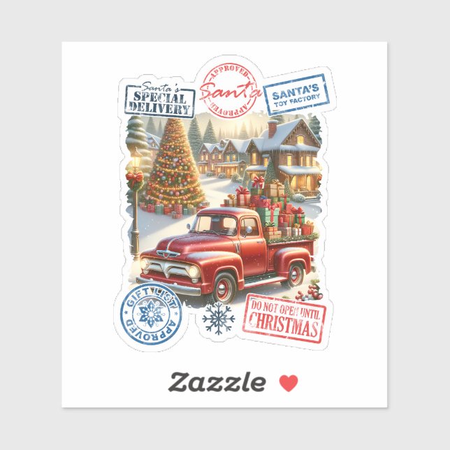 Der Weihnachtsmann: Festliche Szene Aufkleber (Blatt)