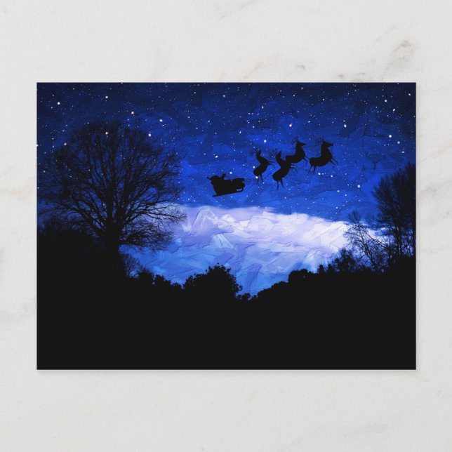 Der Weihnachtsmann fliegt durch ein Weihnachtslich Postkarte (Vorderseite)