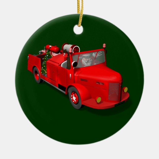 Der Weihnachtsmann für Feuerwehrmann Keramikornament (Vorne)
